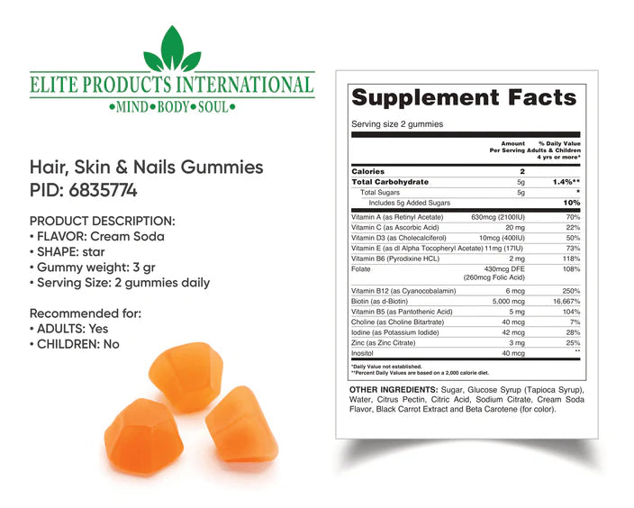 Hair, Skin & Nails Growth Vitamin Gummies
